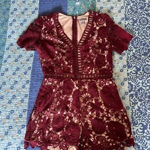 Love By Design Burgundy Lace Romper